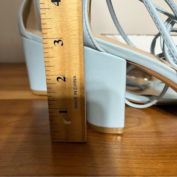 Allegra K Women's Clear Strap Chunky Block Heel Lace Up Sandals Size 7.5 In Blue - Picture 9 of 9